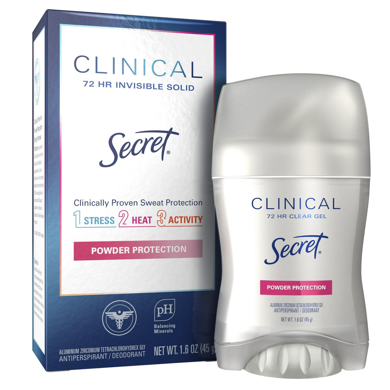 Secret Clinical Strength Powder Protection Invisible Solid Antiperspirant And Deodorant, 1.6 Oz
